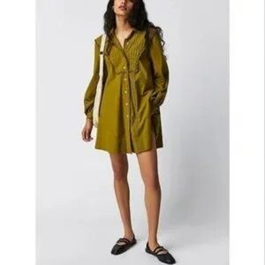 Free People Cherry Mini Dress Green Moss Dress Xsmall NWT